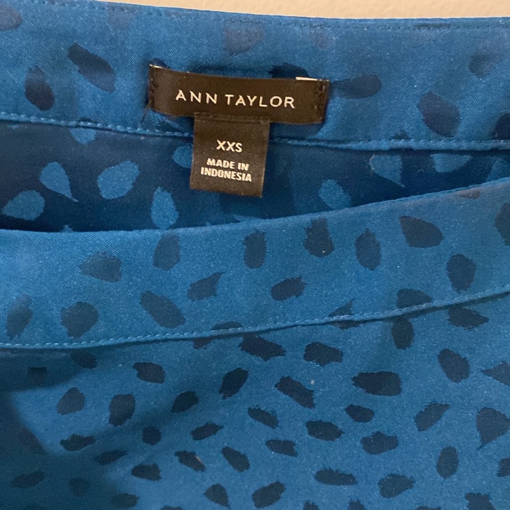 Ann Taylor Teal Patterned Top - image 2